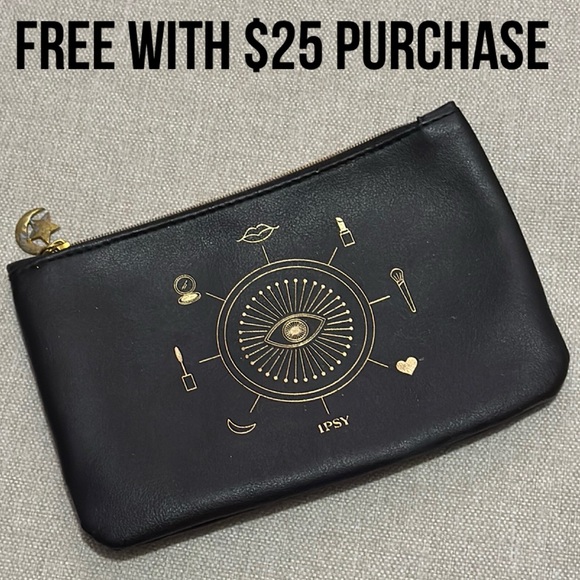 ipsy Handbags - FREE WITH $25 PURCHASE-Ipsy makeup Bag-Black/Gold “You’re Magic” Logo